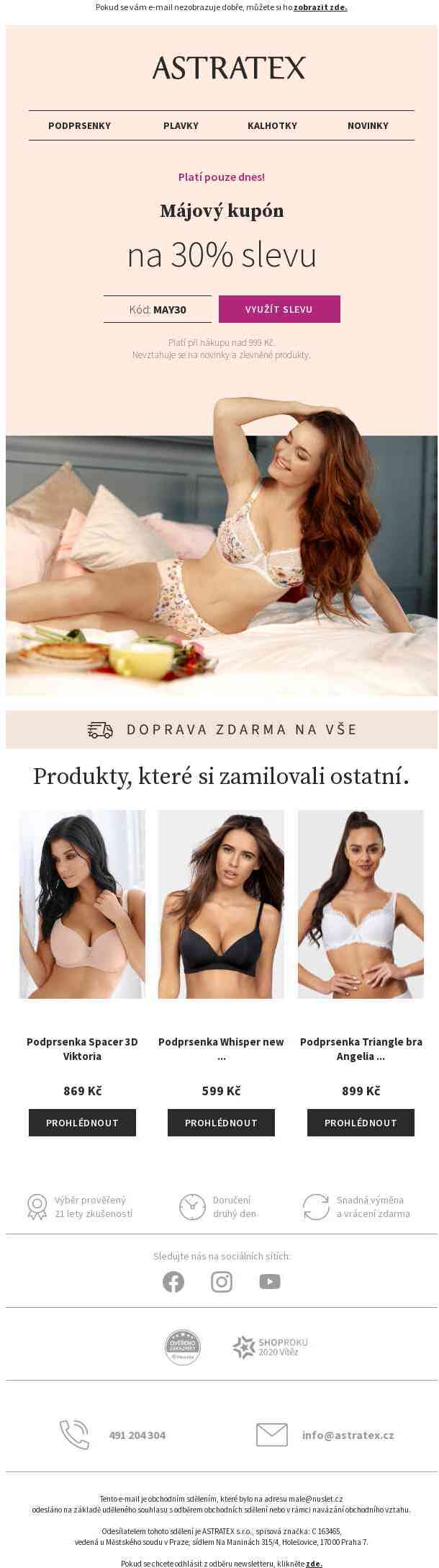 Pouze dnes! Májový kupón na −30 % a doprava zdarma.