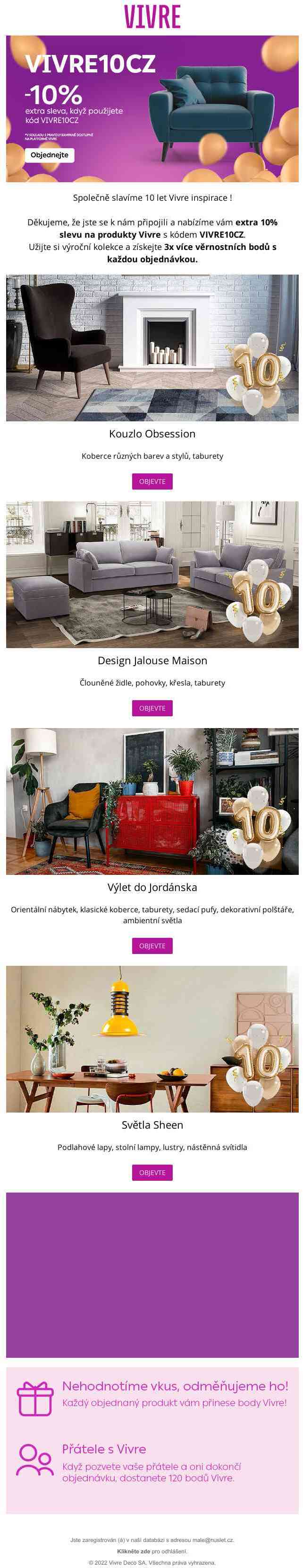 Užijte si poukaz: Světla Sheen, Koberce Obsession, Jalouse Maison