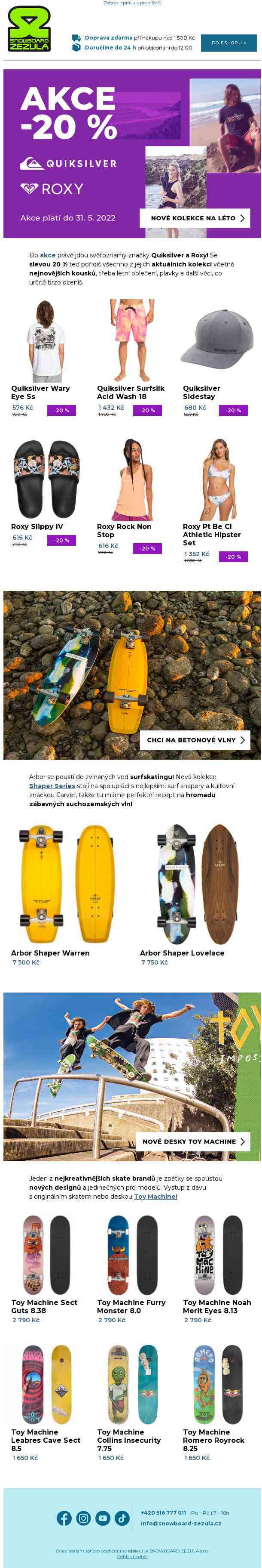 sleva -20 % na novinky Quiksilver a Roxy