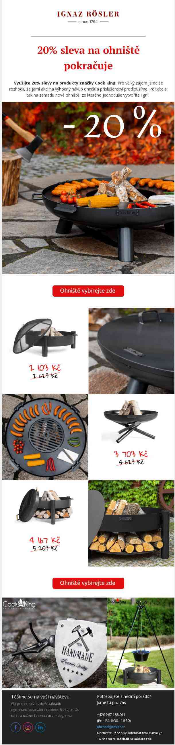 20% sleva na ohniště pokračuje