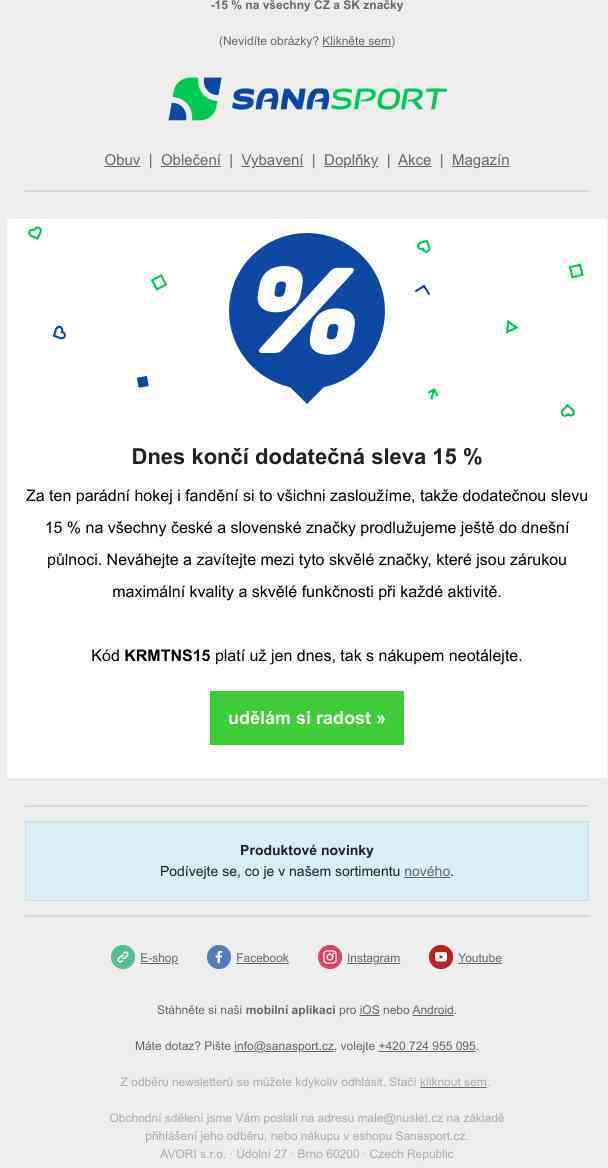 Sleva 15 % na československé značky dnes končí