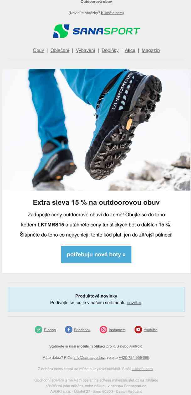 Tento kód sníží cenu outdoorových bot o dalších -15 %