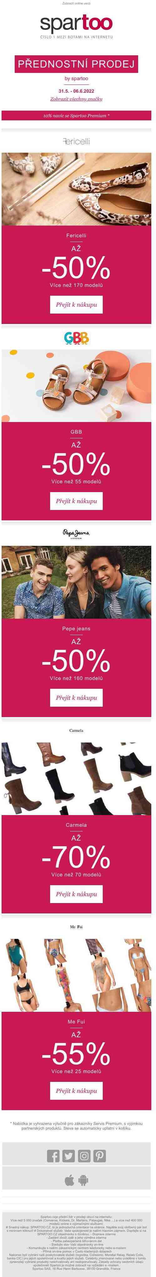 Je to bláznivé, slevy až -50% na Fericelli, GBB, Pepe Jeans, Carmela a Me Fui s doručením zdarma