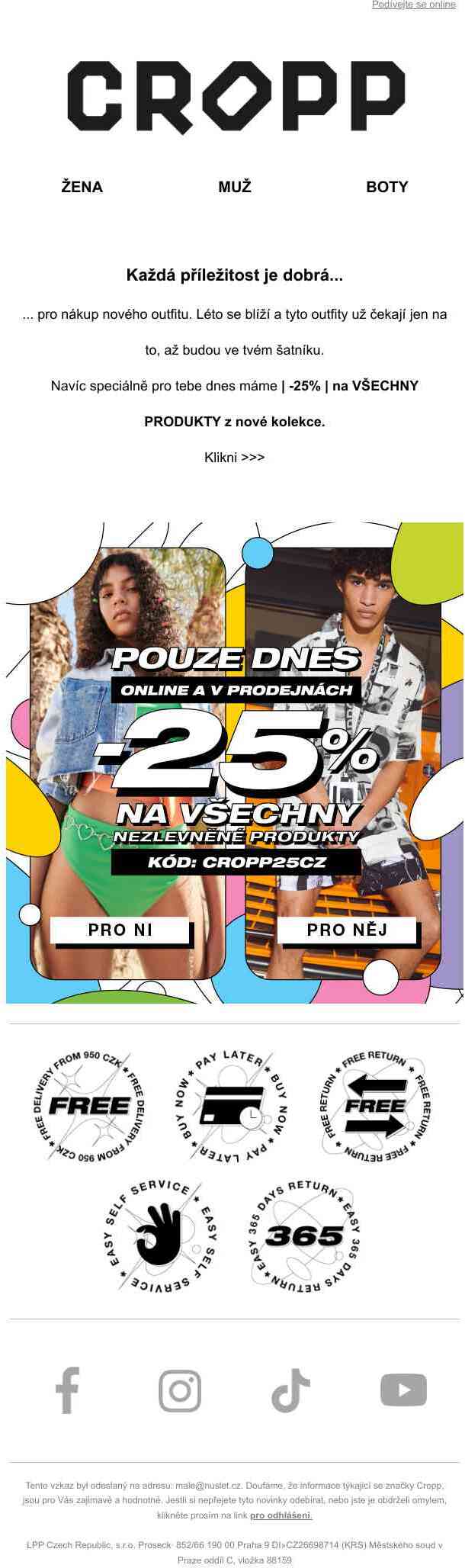 POUZE DNES ☀ -25% na novou kolekci ☀