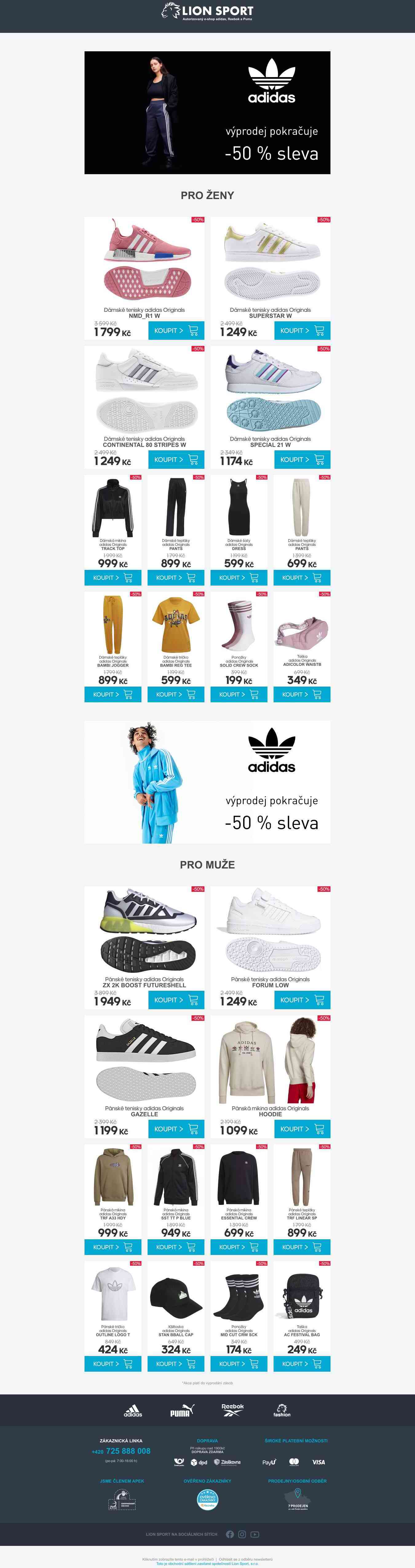 adidas Originals - výprodej pokračuje  -50 % sleva