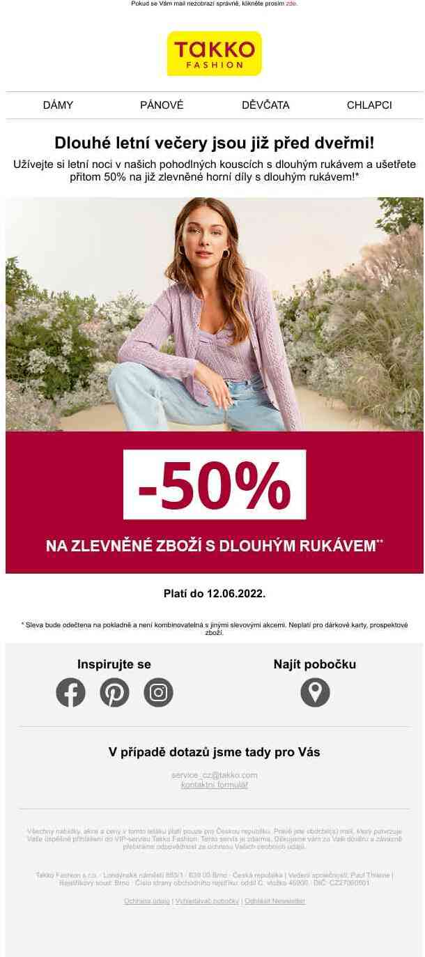 Nakupte si již zlevněné kousky s dlouhým rukávem s 50% slevou!