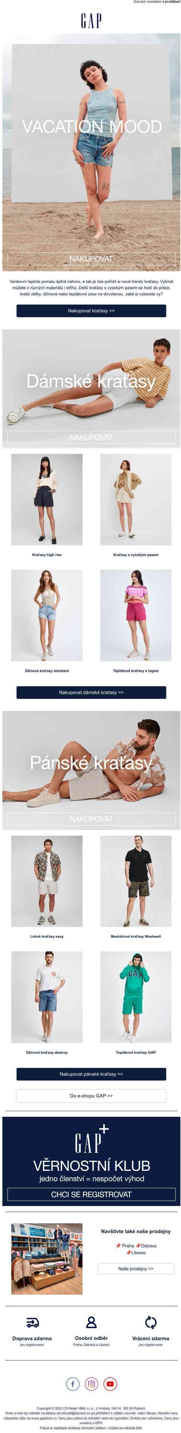 Nepostradatelný kousek? Kraťasy GAP