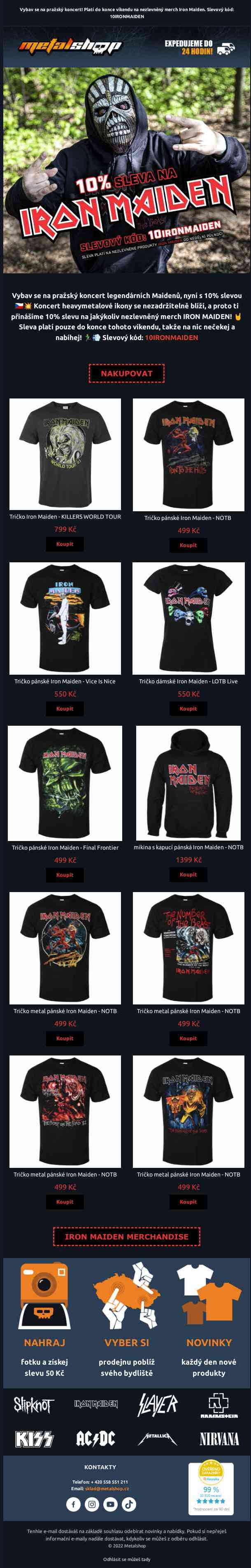 10% sleva na merch IRON MAIDEN! 🇬🇧🤘