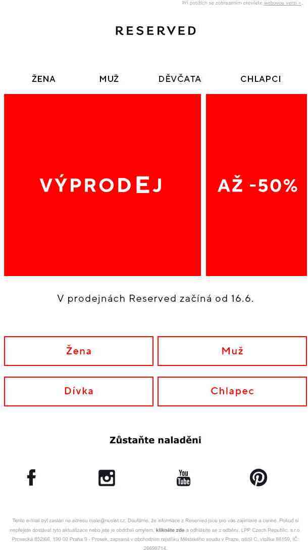 Výprodej až -50% právě začal 🔥