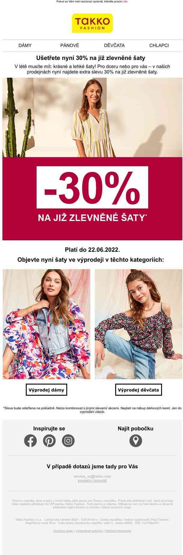 Právě teď: 30 % na již zlevněné šaty