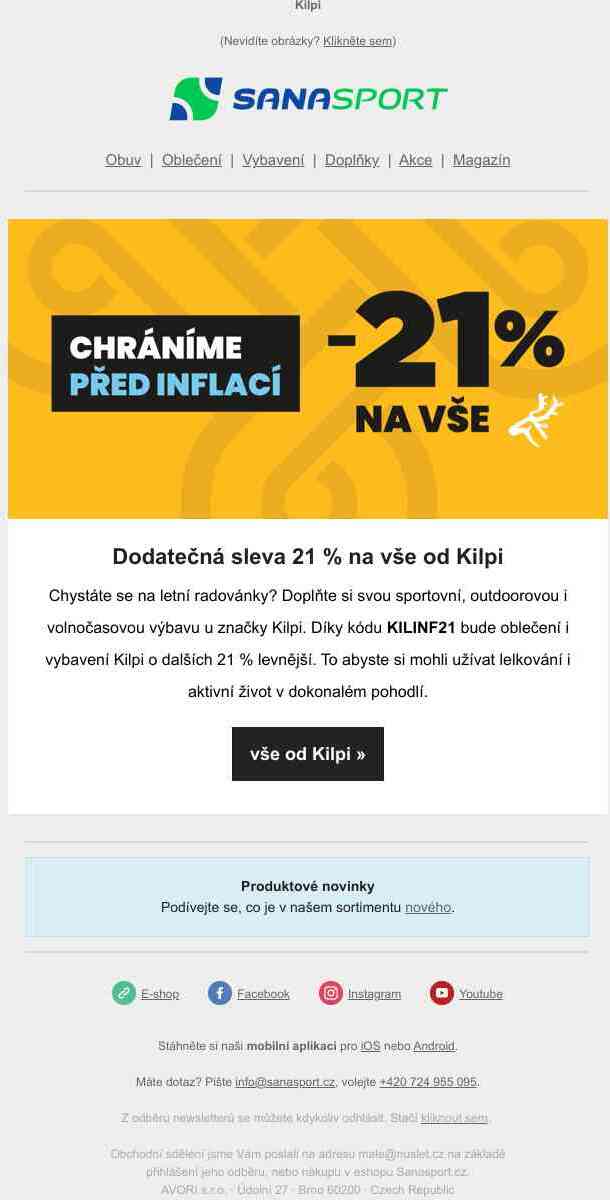 Úplně všechno od Kilpi může být o 21 % levnější