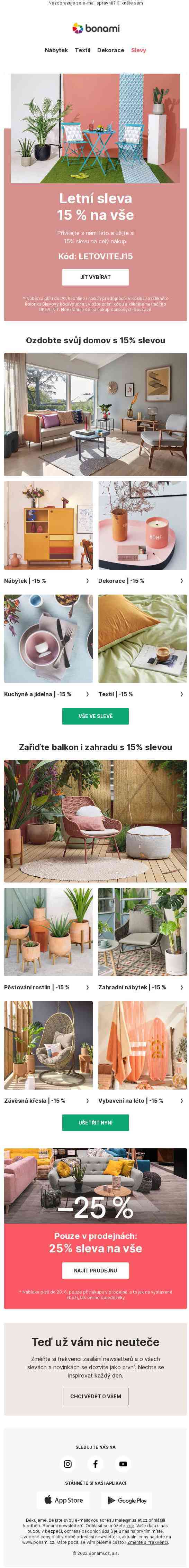 Letní sleva 15 % na vše