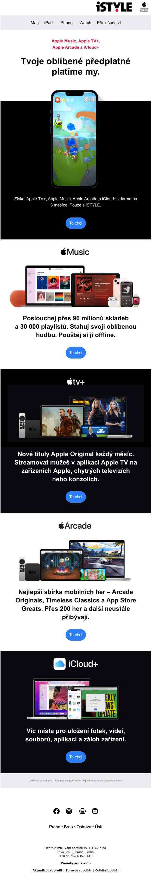 Získej Apple služby na 3 měsíce zdarma