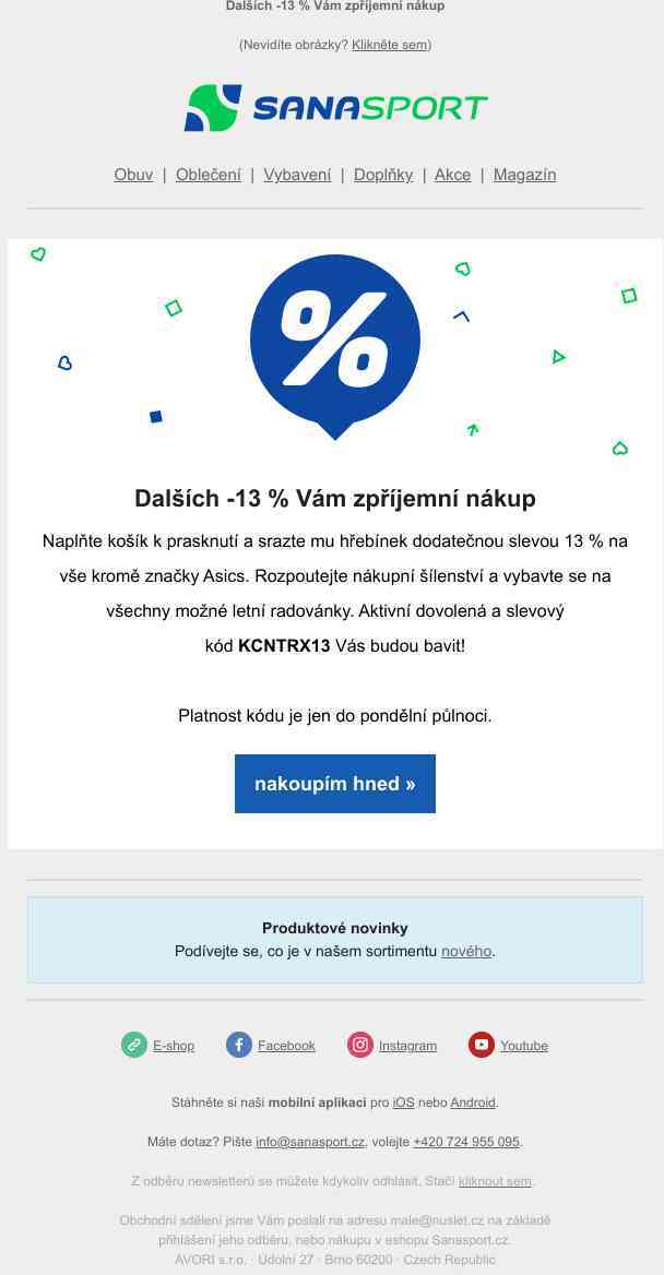 Už jen dnes platí dodatečná sleva 13 %