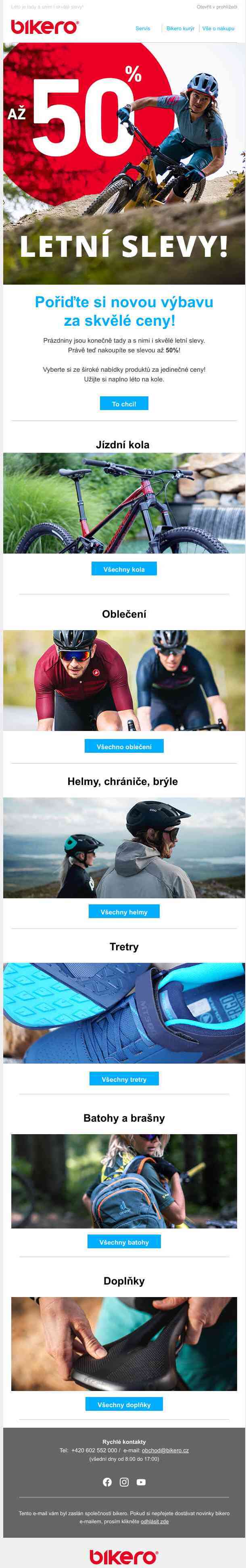 Slevy až 50 % - to jsou letní slevy na bikero.cz