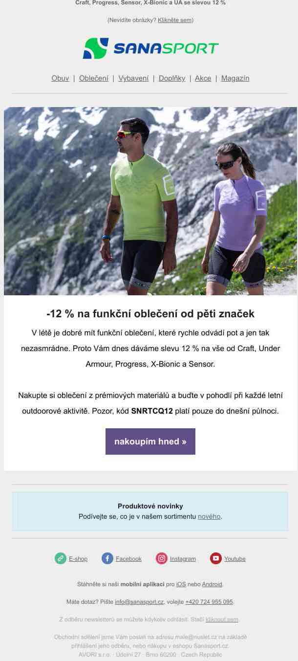 Funkční prádlo od pěti značek bude o 12 % levnější