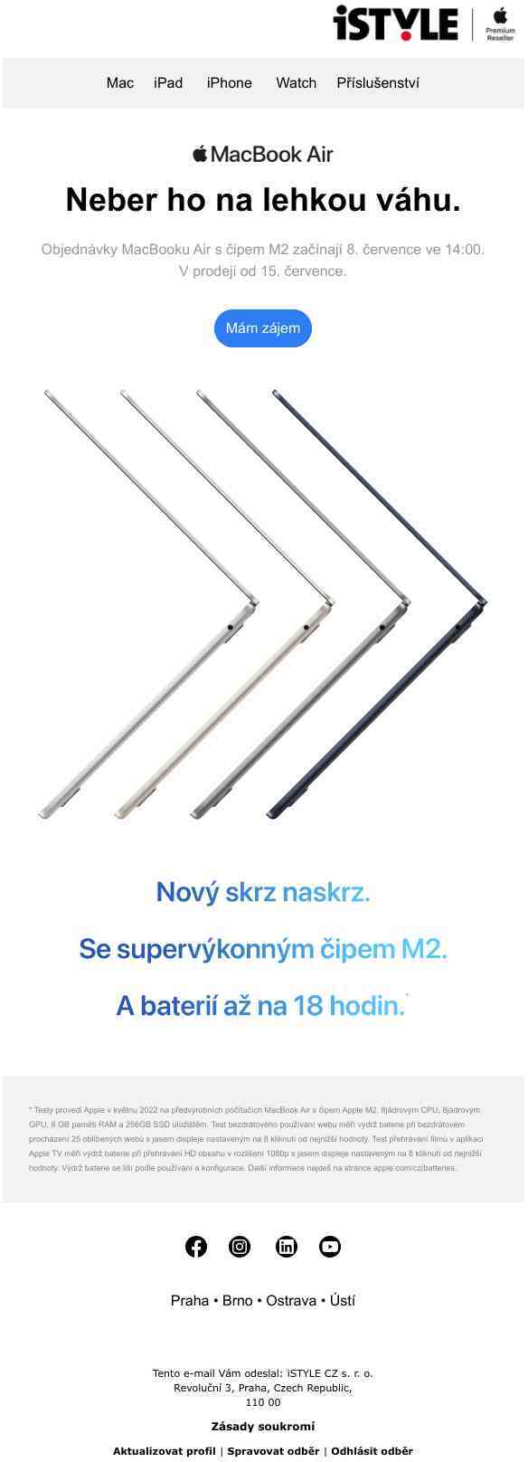 Nový MacBook Air s čipem M2 se blíží