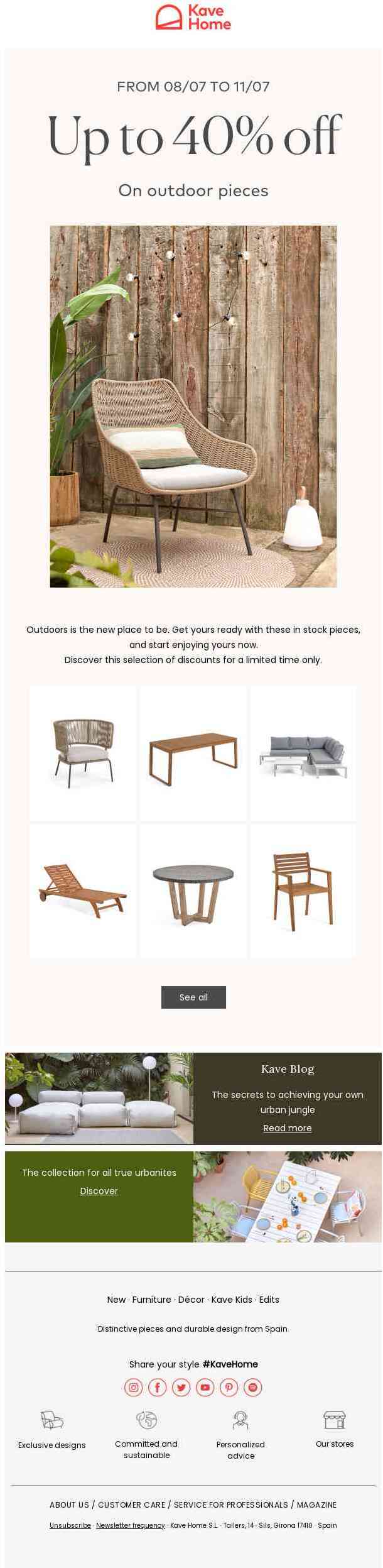 Last Day: Up to 40% off outdoor pieces