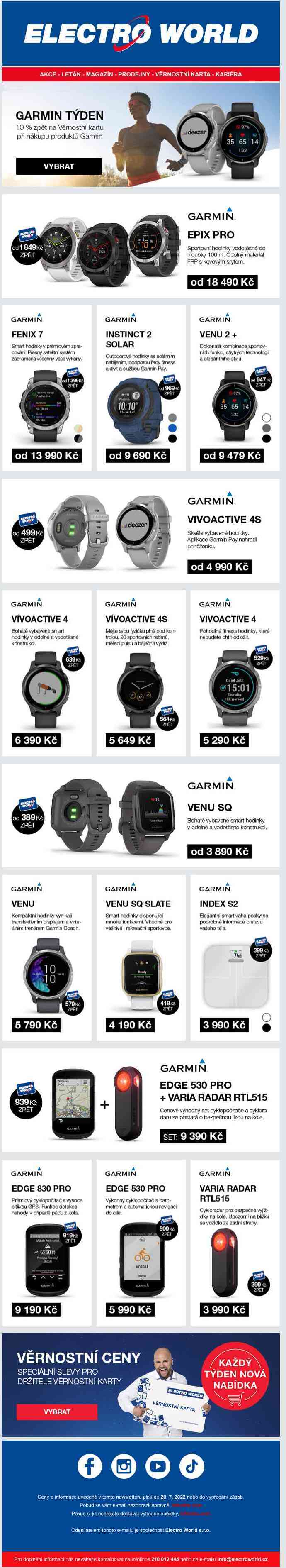 Garmin týden - 10 % z ceny zpět na Věrnostní kartu na kompletní nabídku.