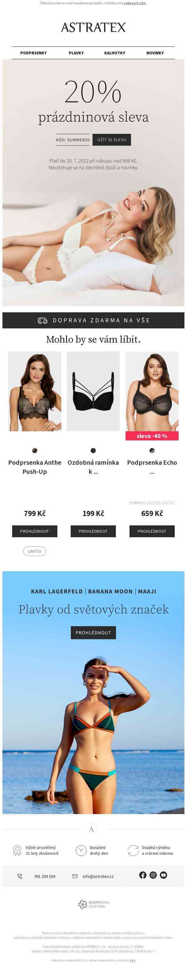 Doprava zdarma a −20 % na váš nákup.