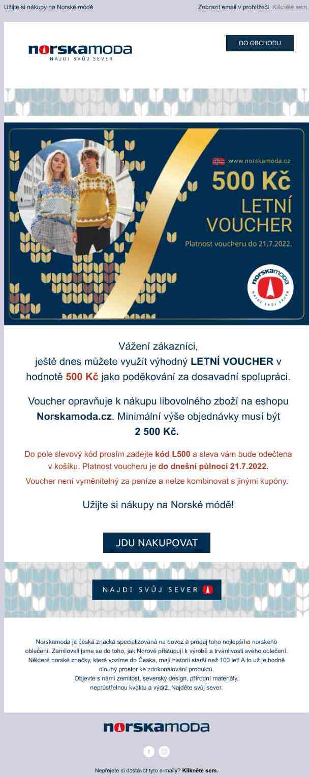 Poslední šance uplatnit letní voucher v hodnotě 500 Kč!