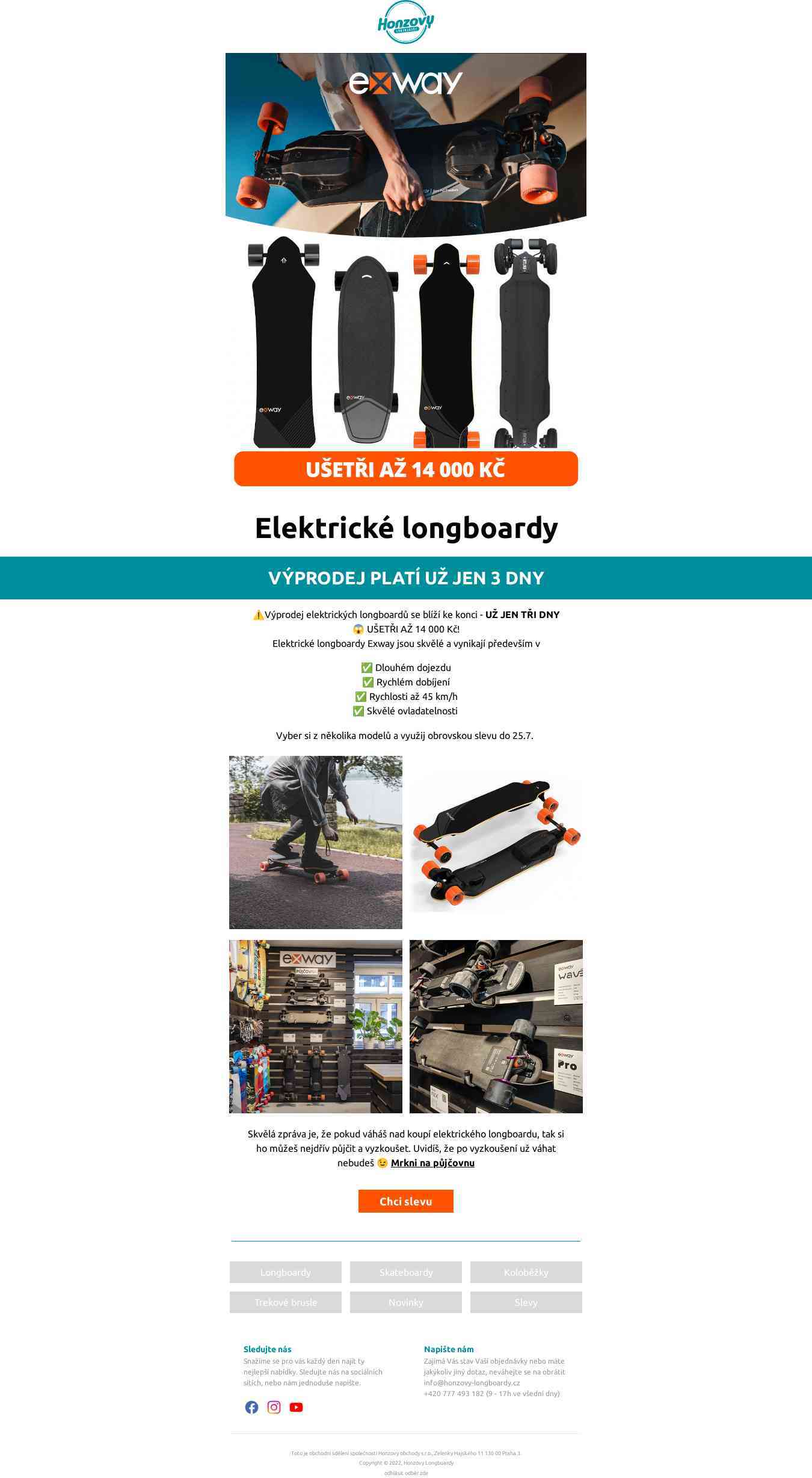 ⚠️ , UŽ JEN 3 DNY VÝPRODEJ Elektrických longboardů