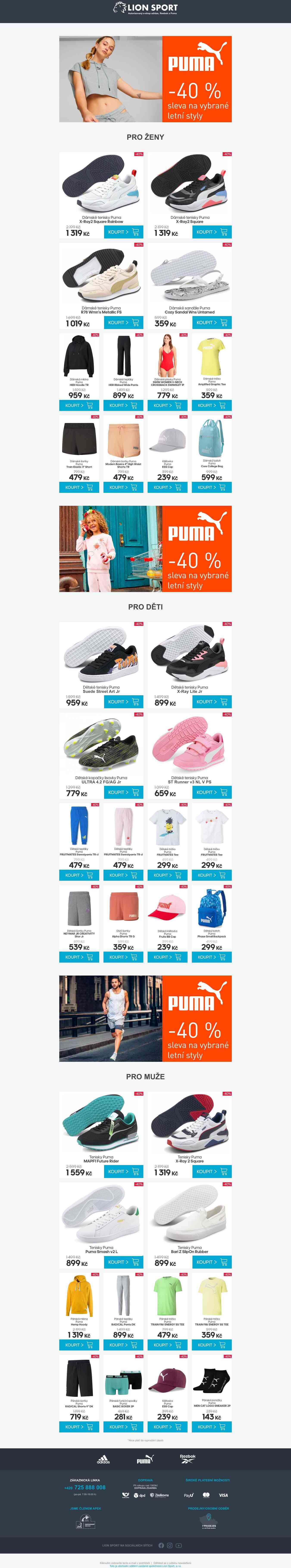 PUMA - 40% sleva na vybrane letní styly