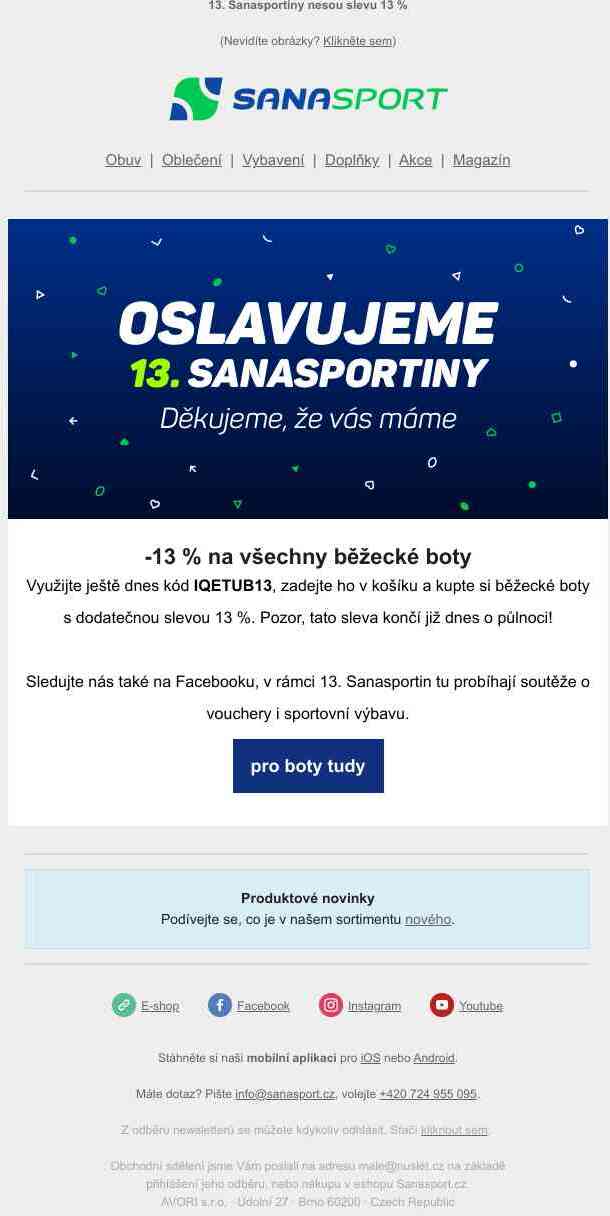 Běhejte o dalších 13 % levněji. Slavíme 13 let!