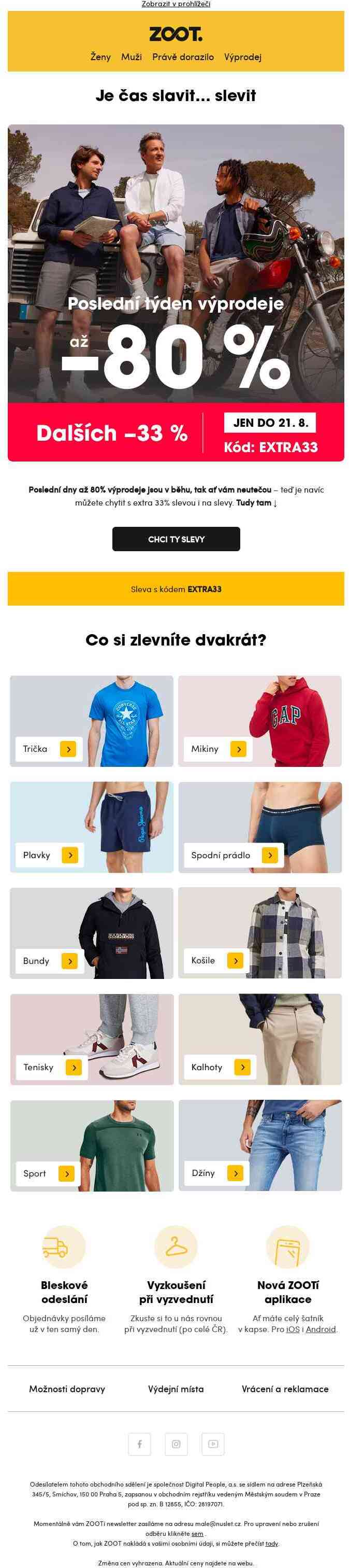 Poslední dny ⚡ Až 80% slevy & extra −33 %