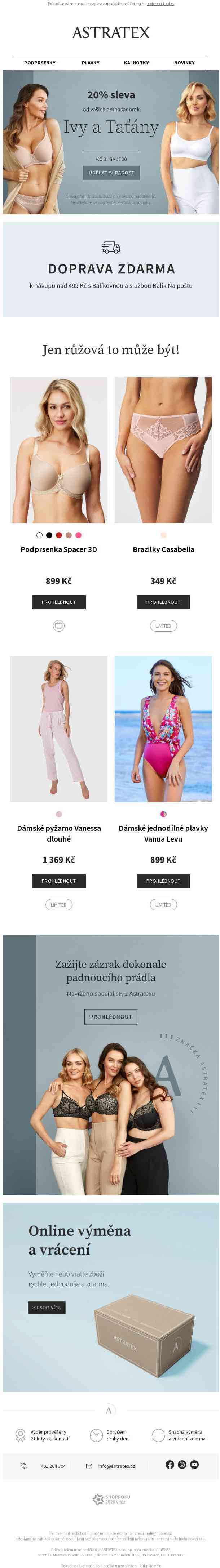 Nakupte si o 20 % levněji a s dopravou zdarma.