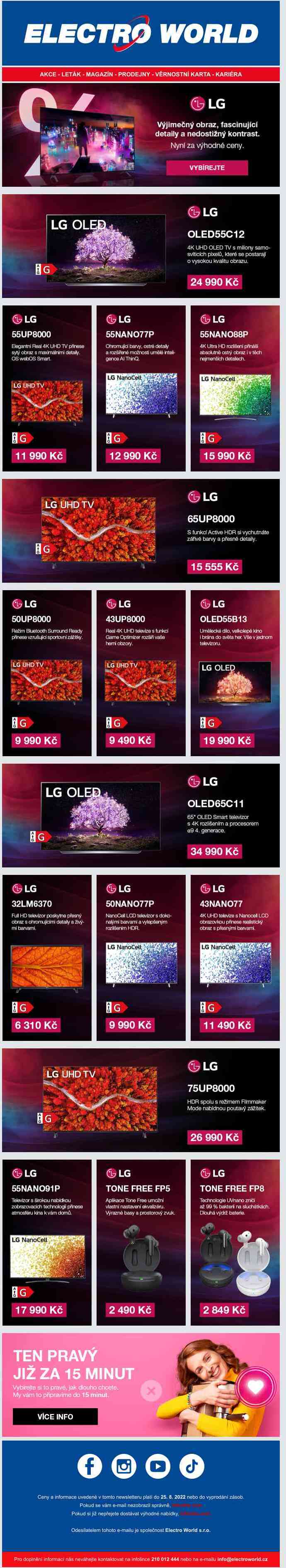 LG týden: akční ceny vybraných televizí a sluchátek, vyberte si.