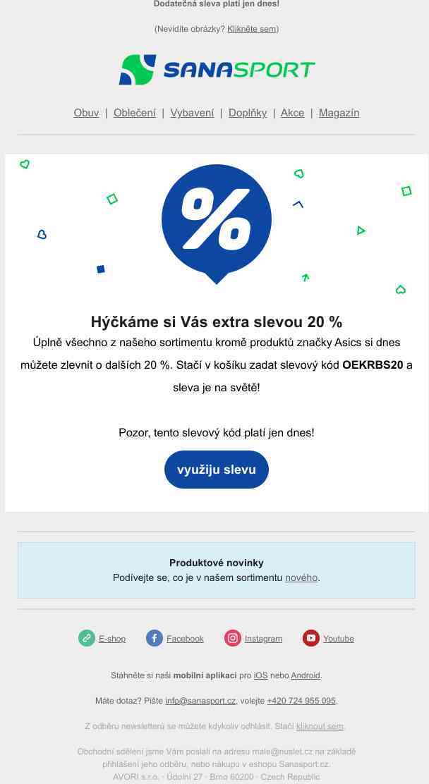 -20 % na celý nákup? Ano, ale jen dnes