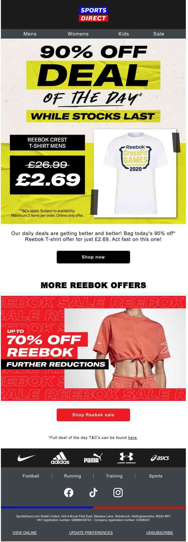 90% OFF Reebok Tee ONLY £2.69 🔥