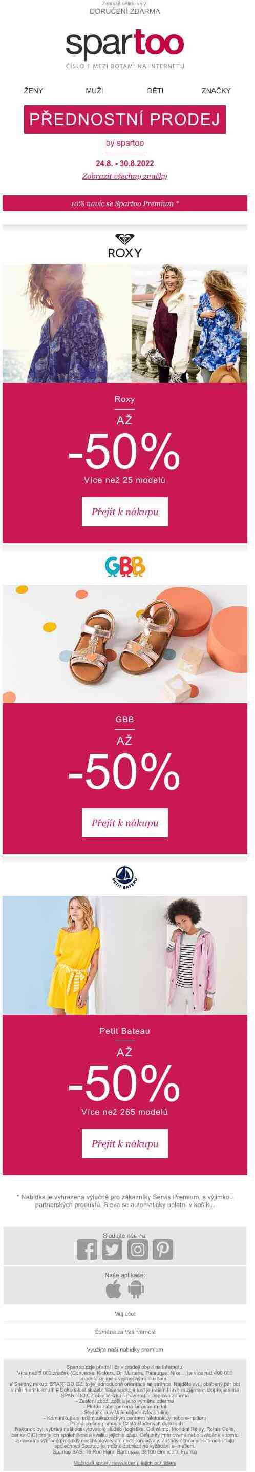 Zde naleznete vaše štěstí! Až -50% na Roxy, GBB a Petit Bateau s doručením zdarma