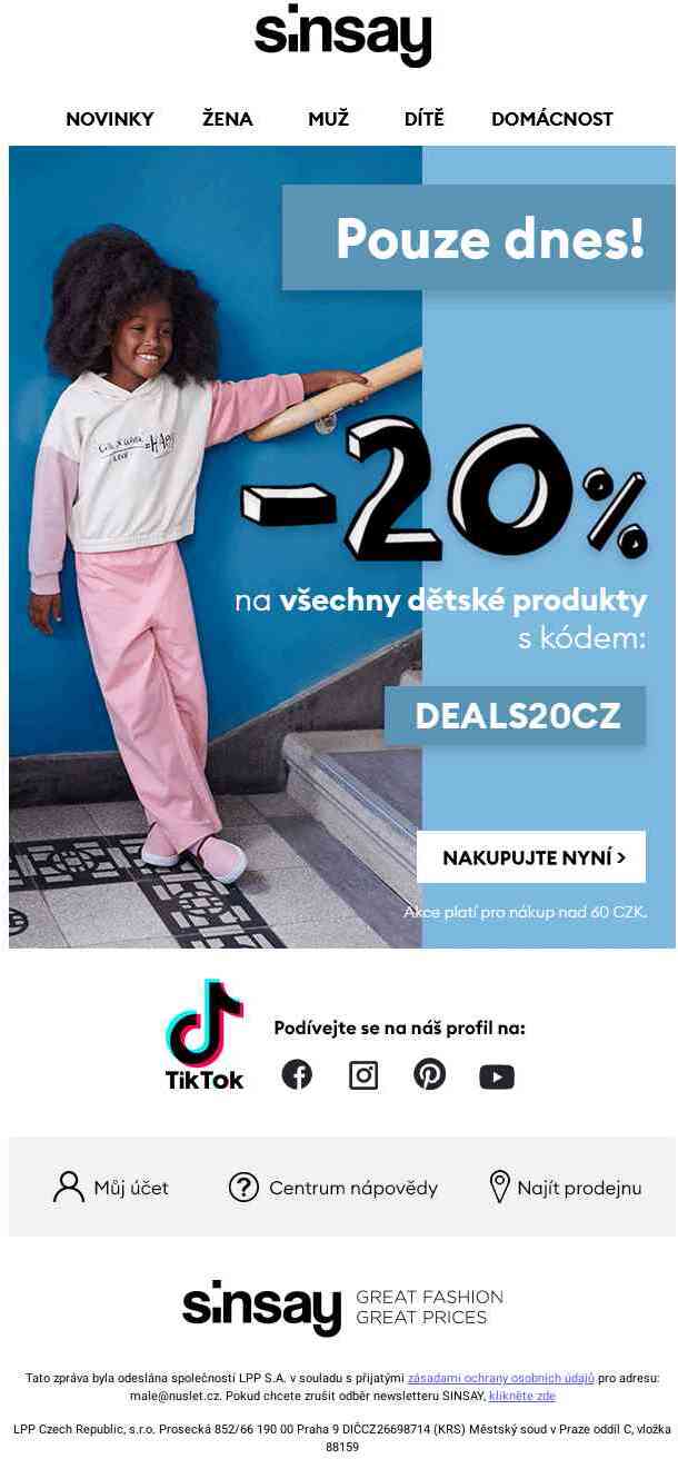 Poslední upozornění 🔔 -20% na všechny dětské produkty❗