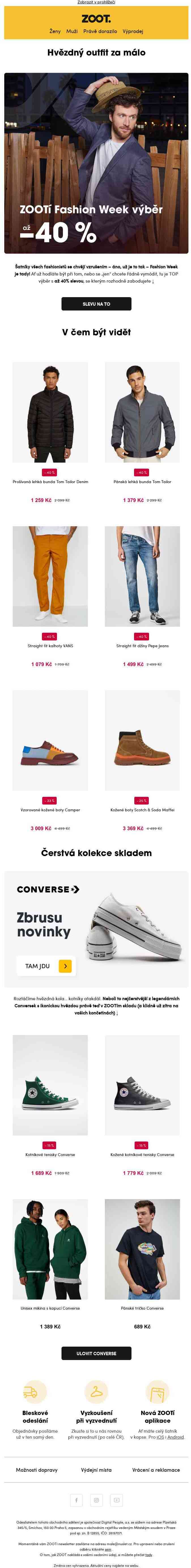 Novinky Converse | Až −40 % TOP výběr na Fashion Week