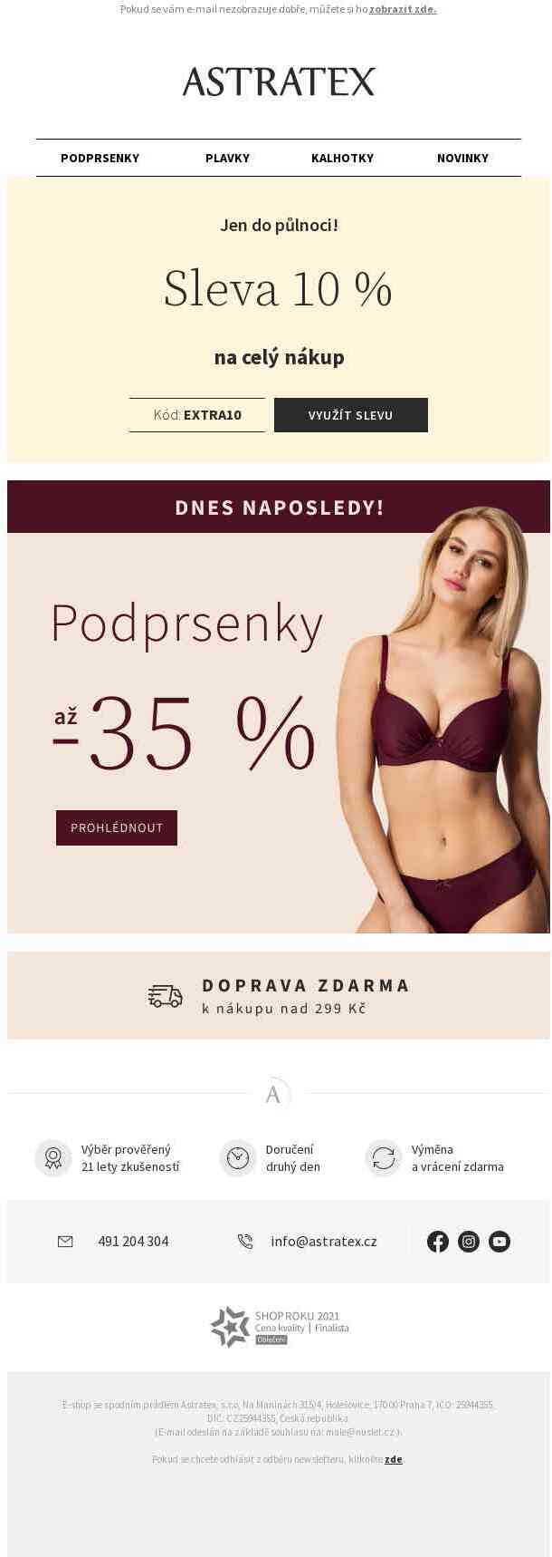 Posíláme extra −10 % na vše a dopravu zdarma.