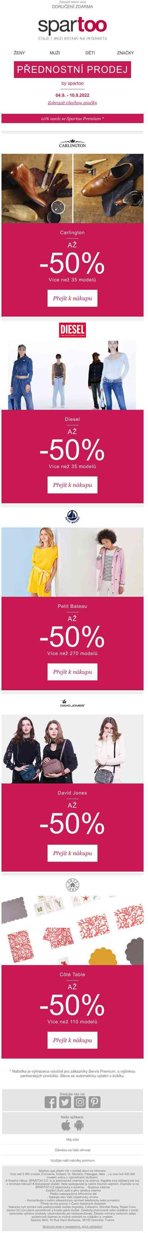 Nový look jen v pár kliknutích, slevy až -50% na Carlington, Diesel, Petit Bateau, David Jones a Côté Table s doručením zdarma