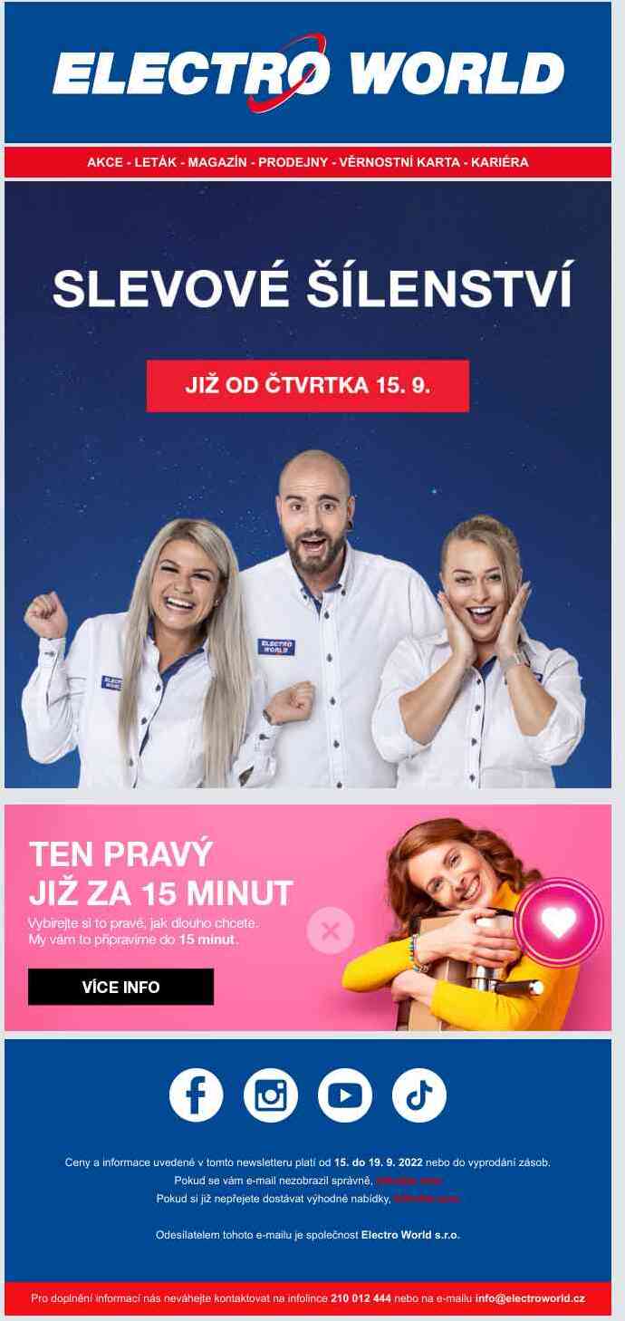 Zažijte slevové šílenství - již od 15. září plošné slevy na vybrané kategorie a značky.