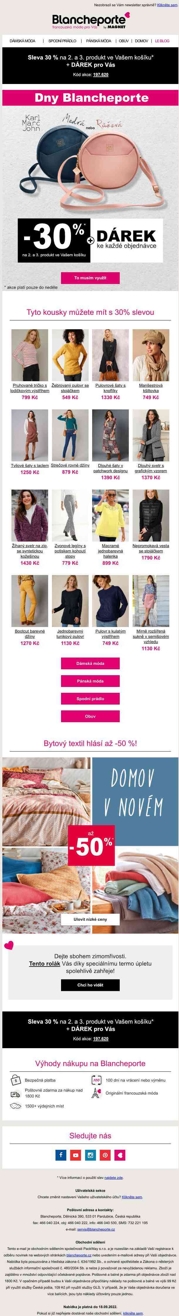 Dny Blancheporte | -30 % a dárek pro Vás