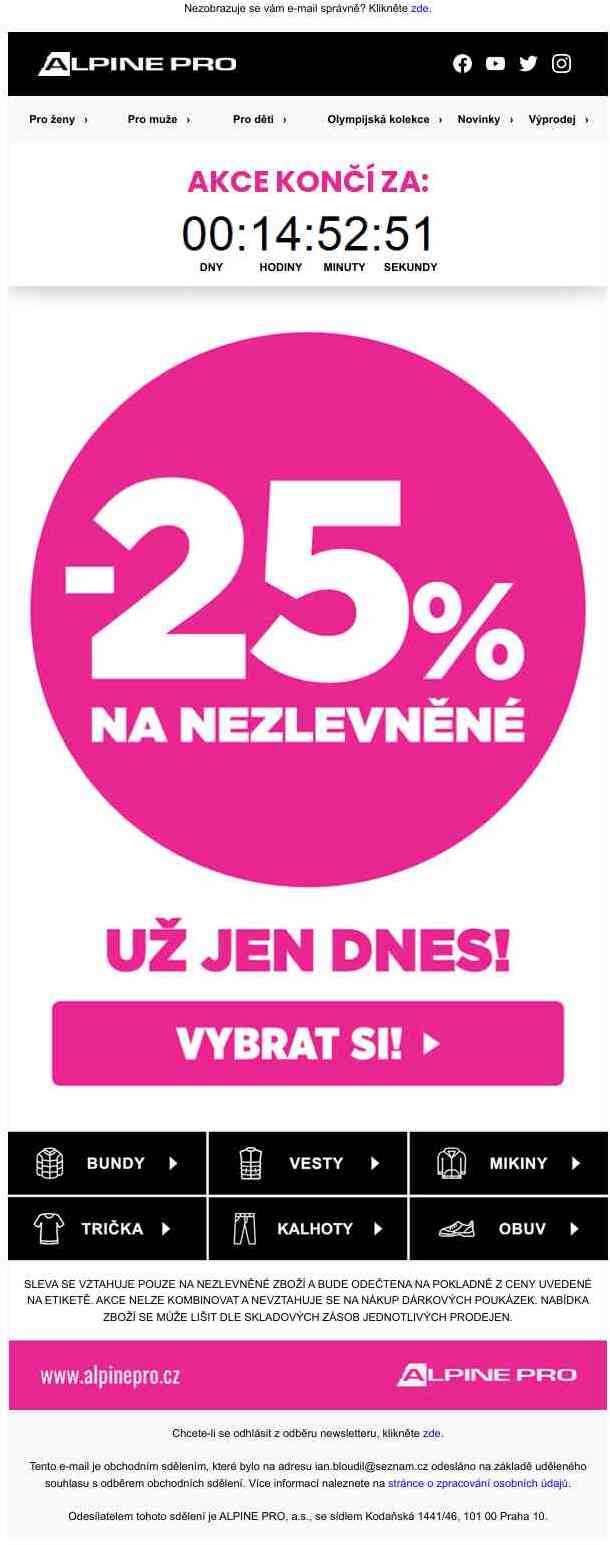 🔴 UŽ JEN DNES >>> -25 % SLEVA na vše nezlevněné