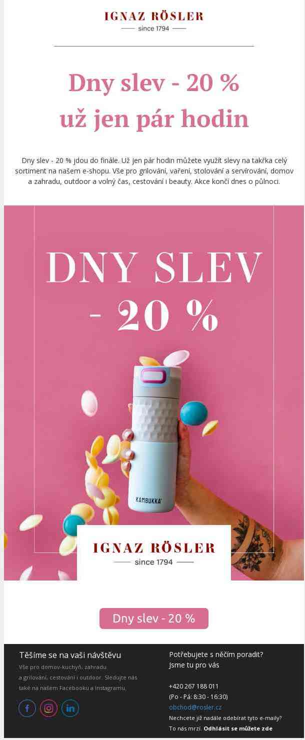 Dny slev - 20 %  už jen pár hodin