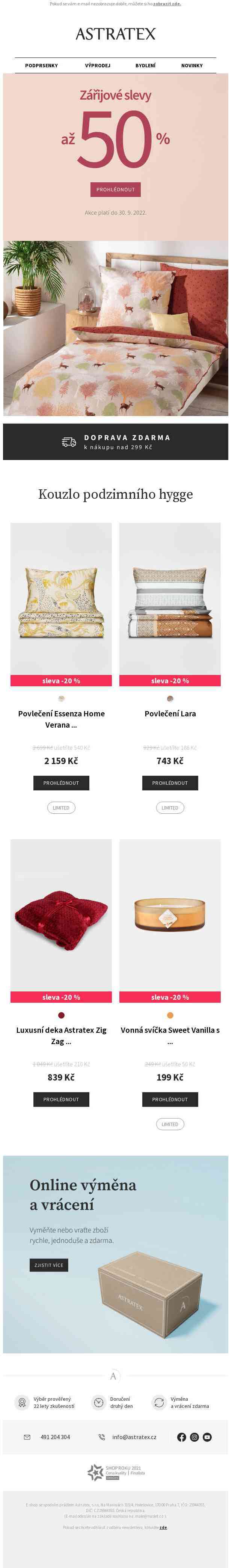 🍂 Zářijové slevy až 50 % | Doprava ZDARMA 🚚