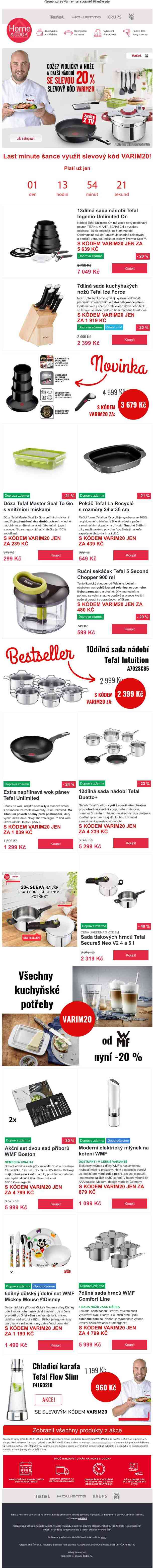 20% sleva na nádobí už jen pár hodin!