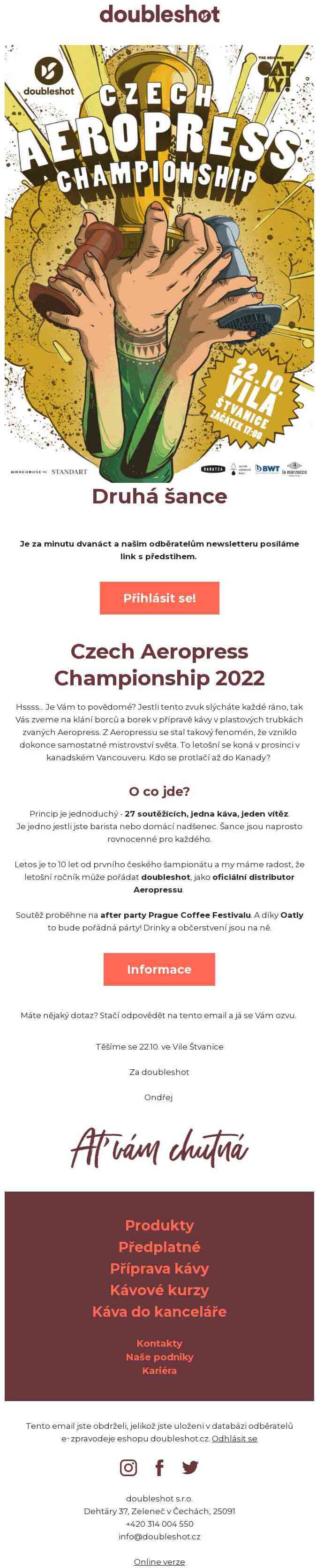 PŘIHLÁŠKY na Aeropress - druhá šance!