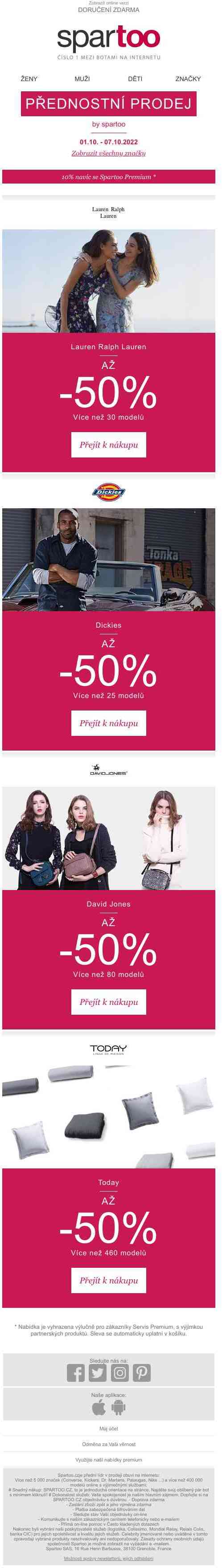 Tento týden si zamilujete! Až -50% na Lauren Ralph Lauren, Dickies, David Jones a Today s doručením zdarma