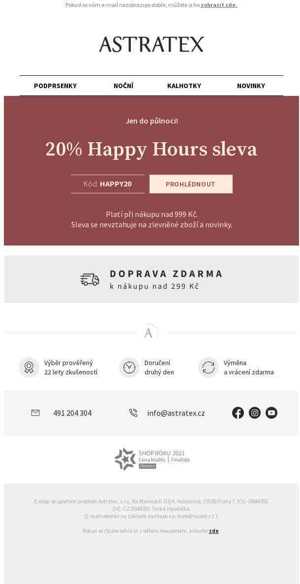 Do půlnoci! 20% Happy Hours a doprava zdarma.