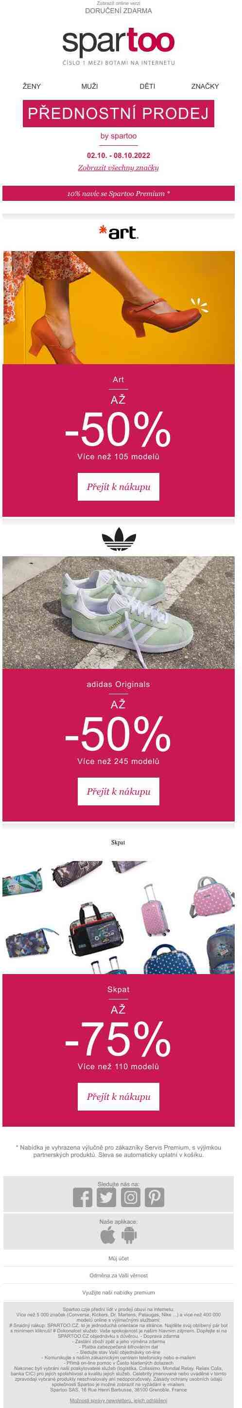 Chcete si udělat radost? Až -50% na Art, adidas Originals a Skpat s doručením zdarma