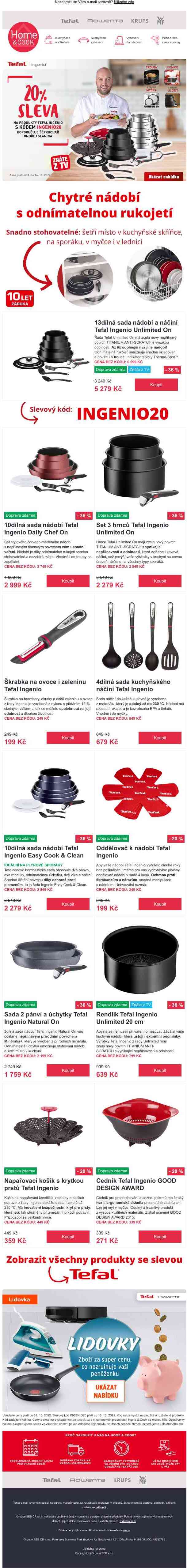 20% sleva na Tefal Ingenio. Znáte z TV! 📺