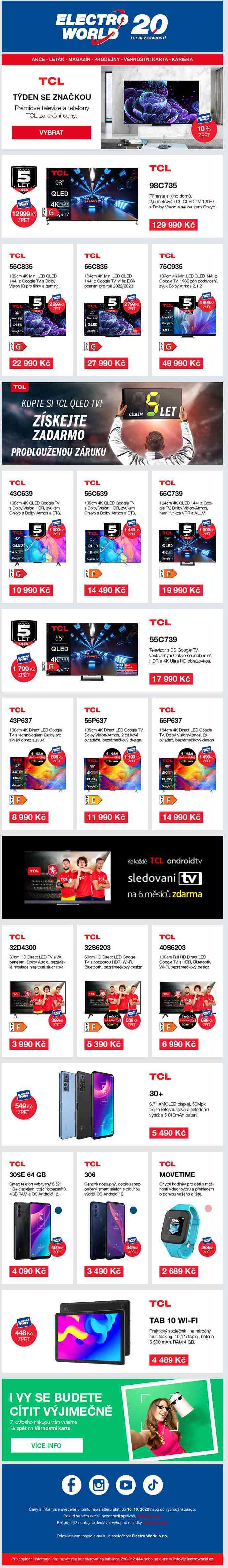 Přineste si kino domů. 2,5m velká TCL QLED TV za akční cenu a k tomu 10 % zpět z ceny zpět na Věrnostní kartu.